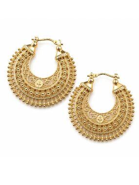 Novica Gold Over Sterling Silver Artisan Hoop Earrings